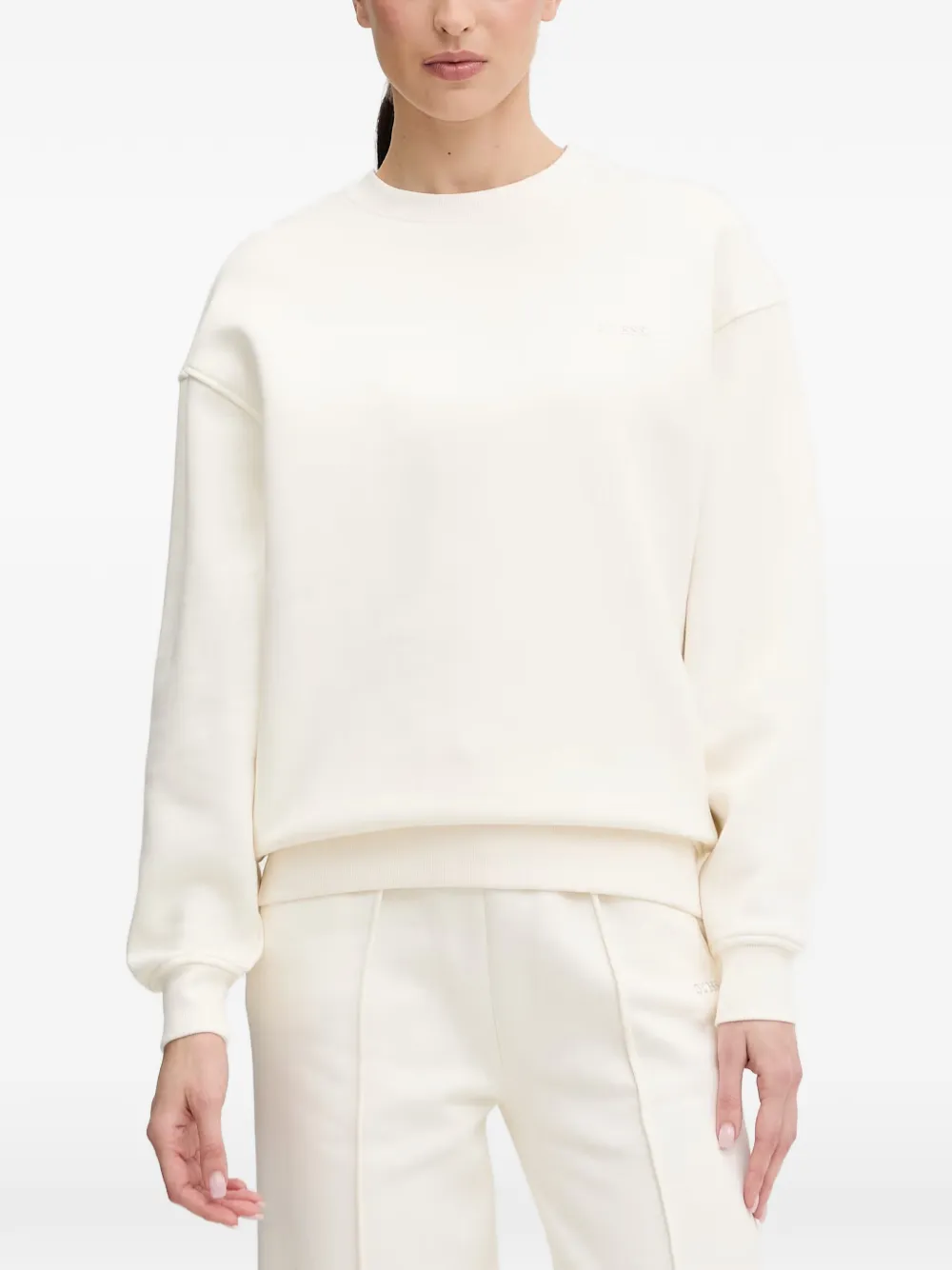 GUESS USA Nat logo-plaque drop-shoulder sweatshirt - Toni neutri