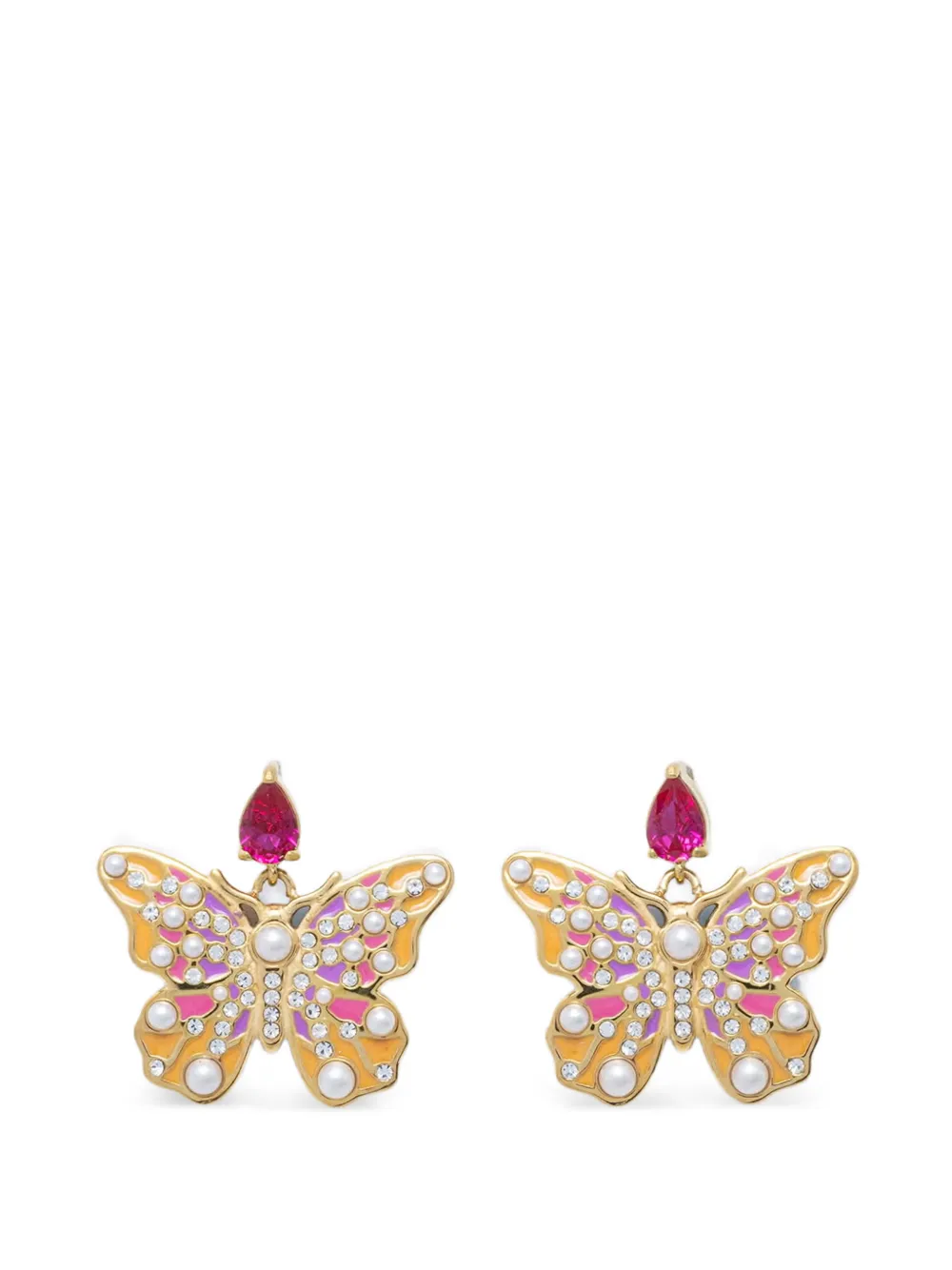 GUESS USA butterfly crystal-embellished earrings - Oro