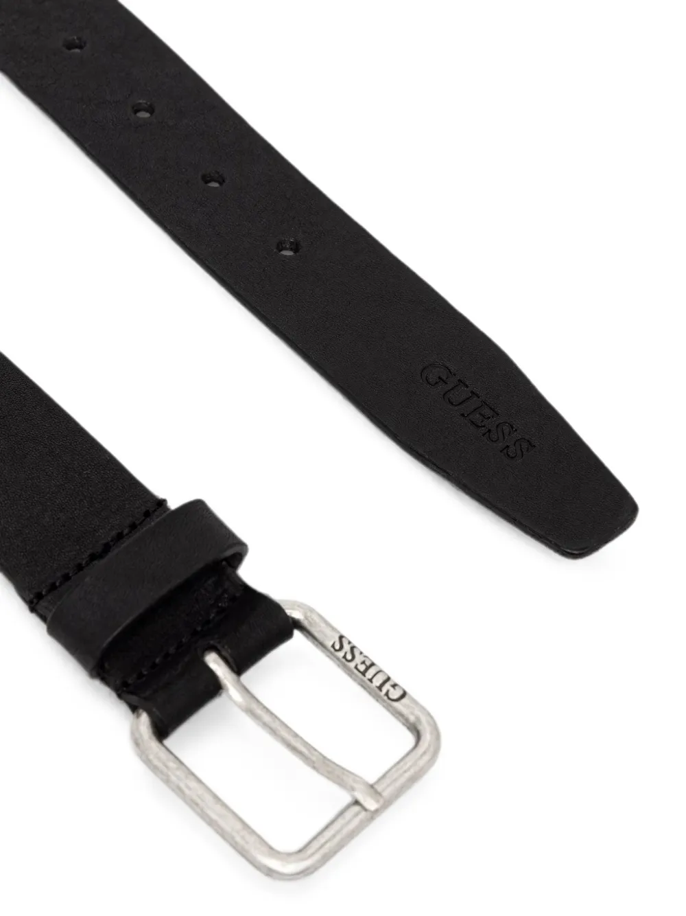 GUESS USA Leren riem met gegraveerd logo Zwart