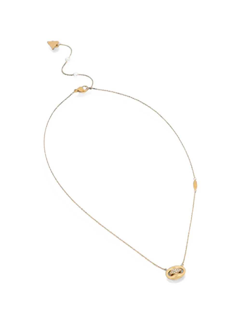 GUESS USA Marina crystal-embellished oval-pendant necklace - Oro