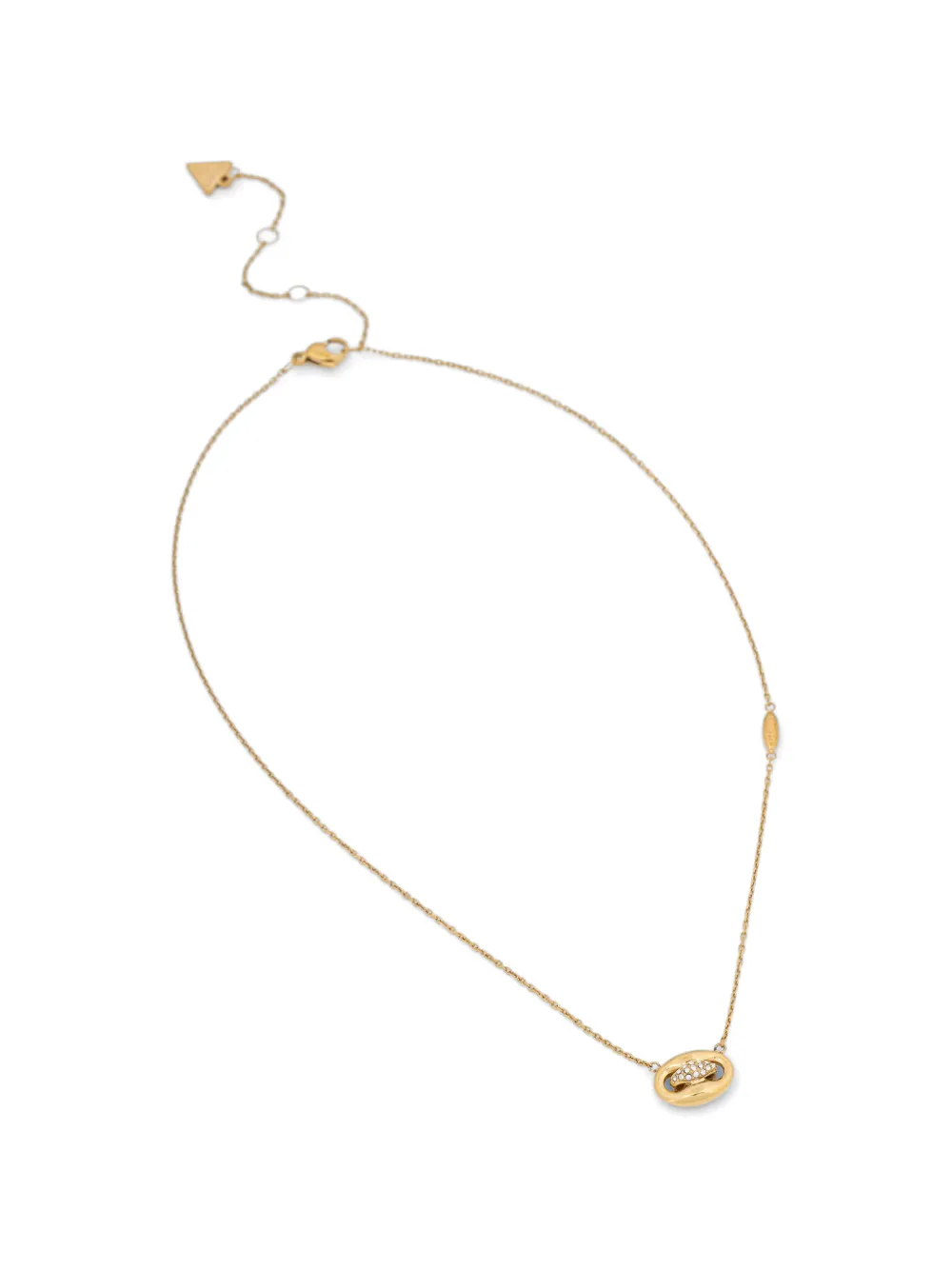 GUESS USA Marina crystal-embellished oval-pendant necklace - Gold