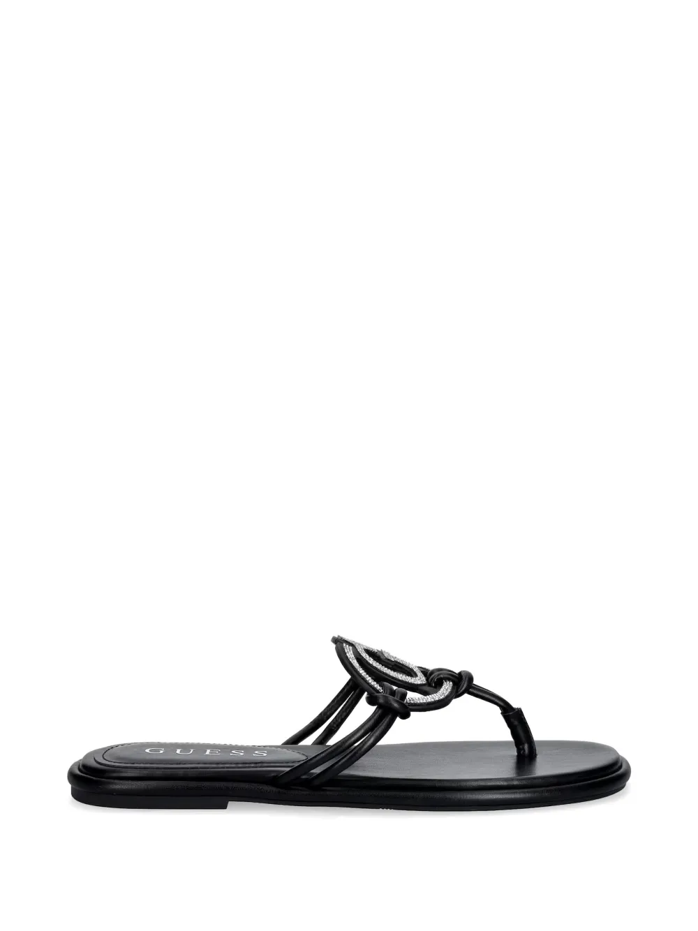 GUESS USA Flip-Flops mit kristallverziertem Logo-Schild - Schwarz