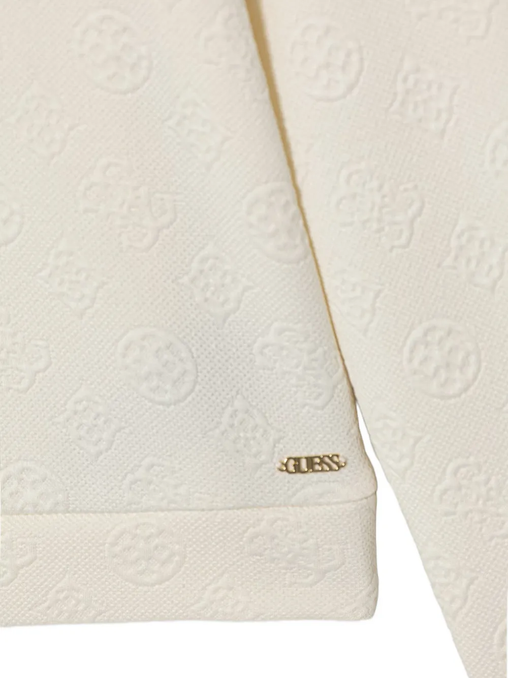 guess kids logo-embossed hoodie Beige