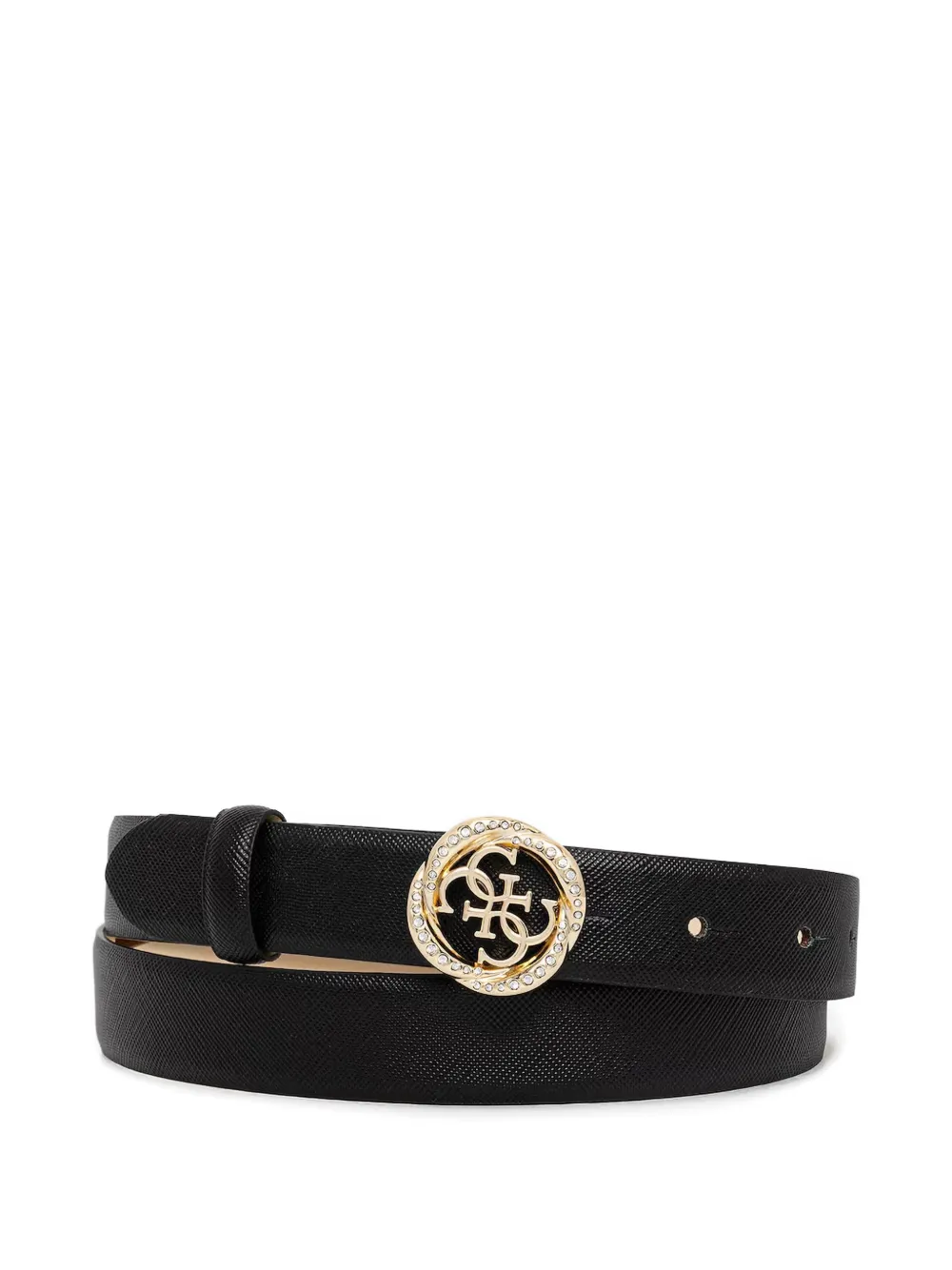 GUESS USA crystal-embellished logo-plaque belt - Nero