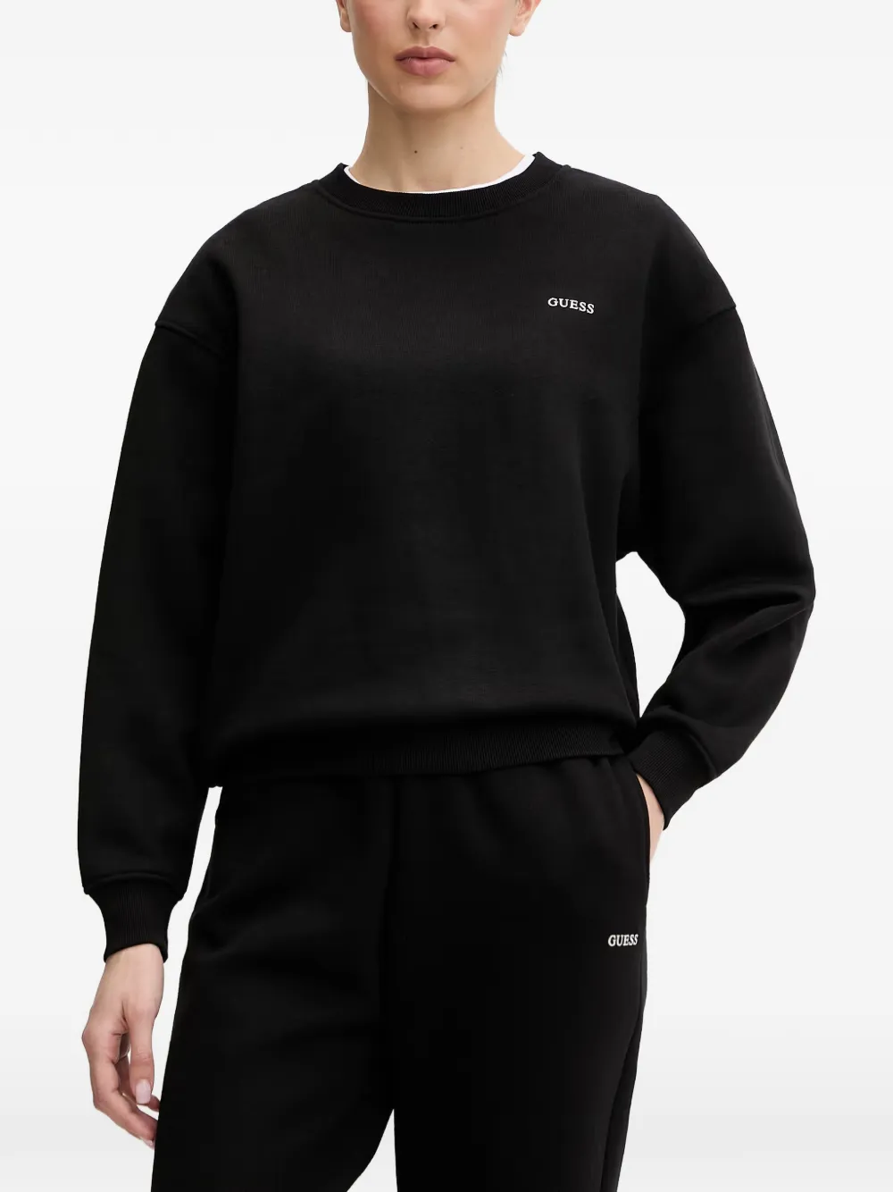 GUESS USA logo-embroidered sweatshirt - Schwarz