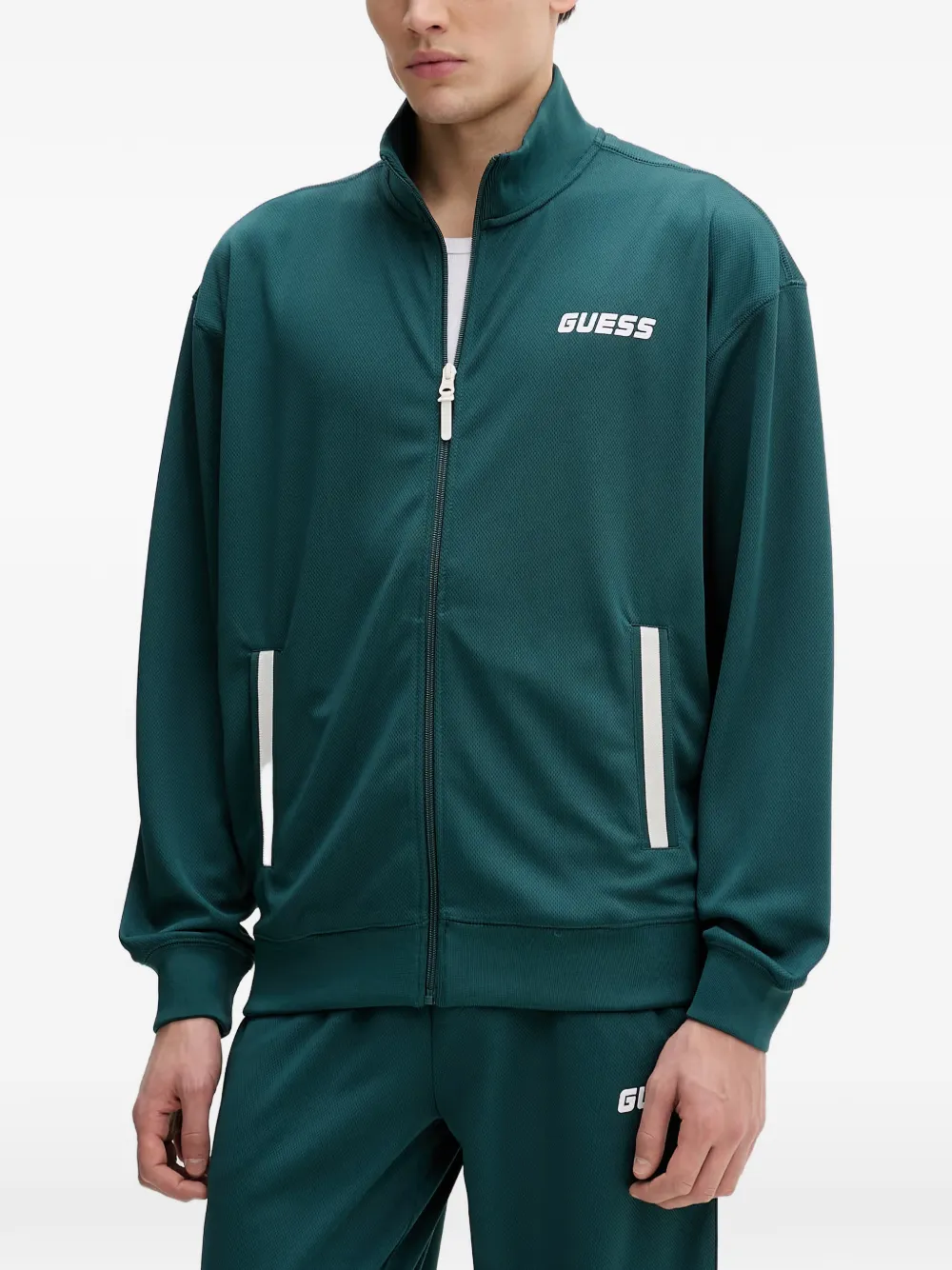 GUESS USA logo-print zip-up sweatshirt - Verde