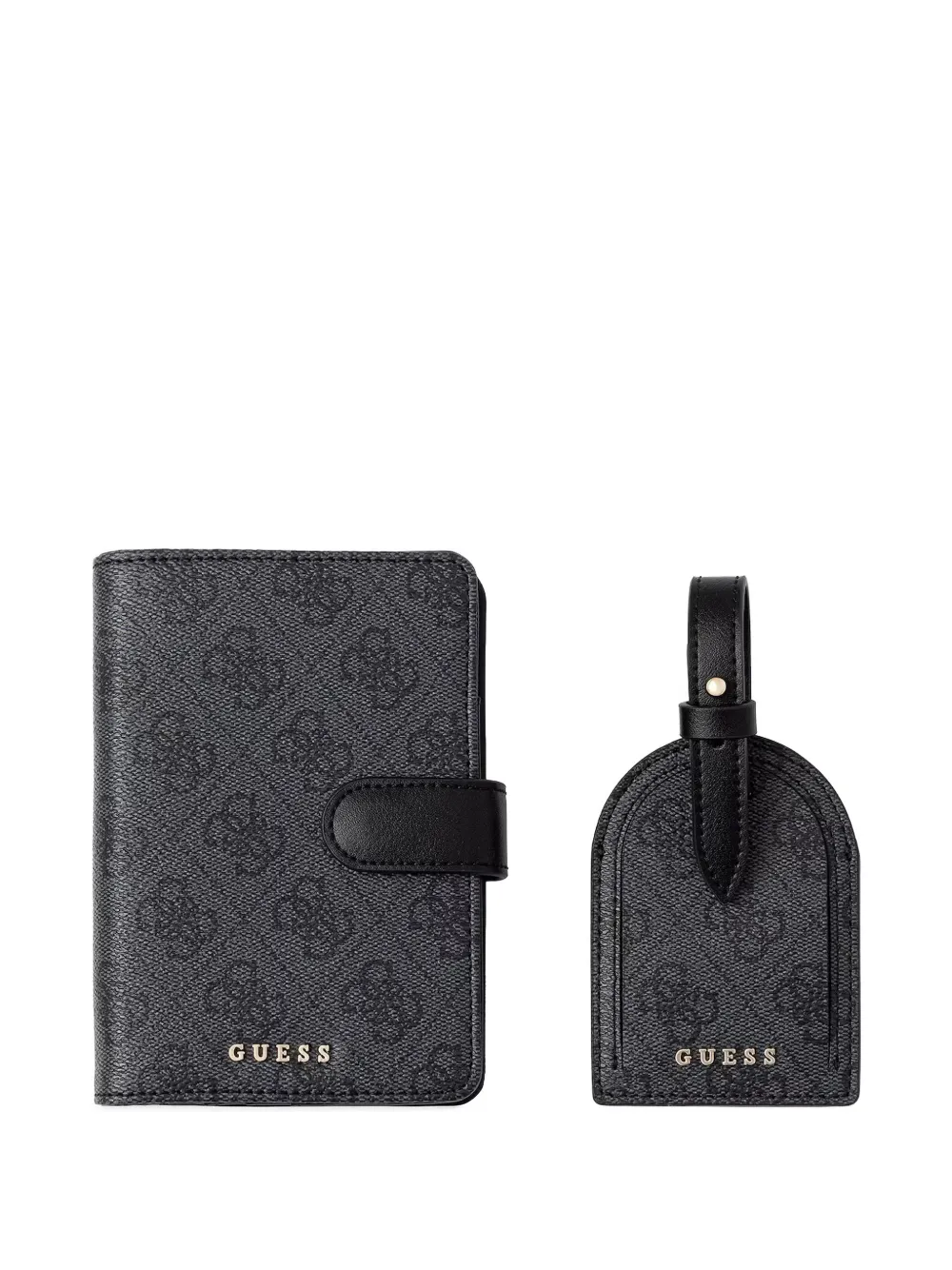 GUESS USA monogram-print luggage tag and passport holder set - Nero