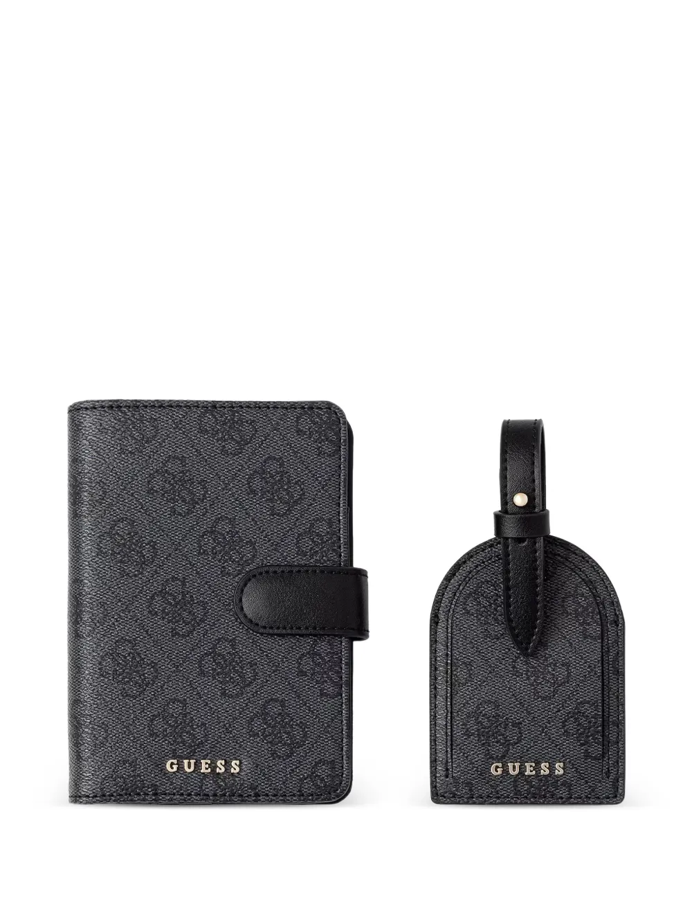 GUESS USA monogram-print luggage tag and passport holder set - Nero