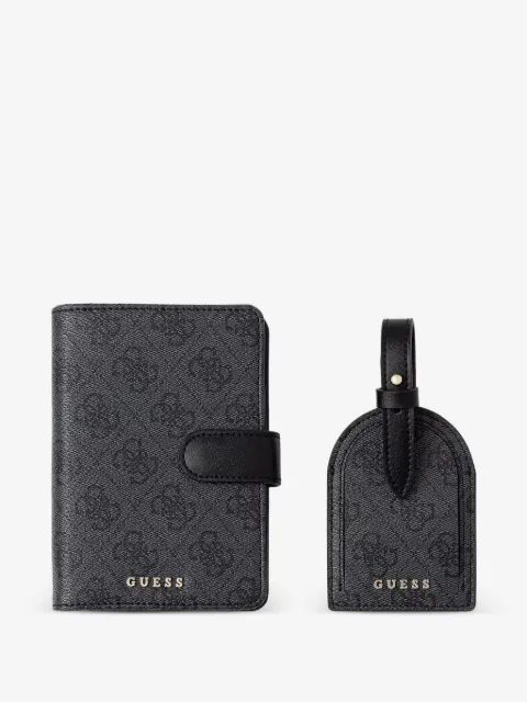 GUESS USA monogram-print luggage tag and passport holder set
