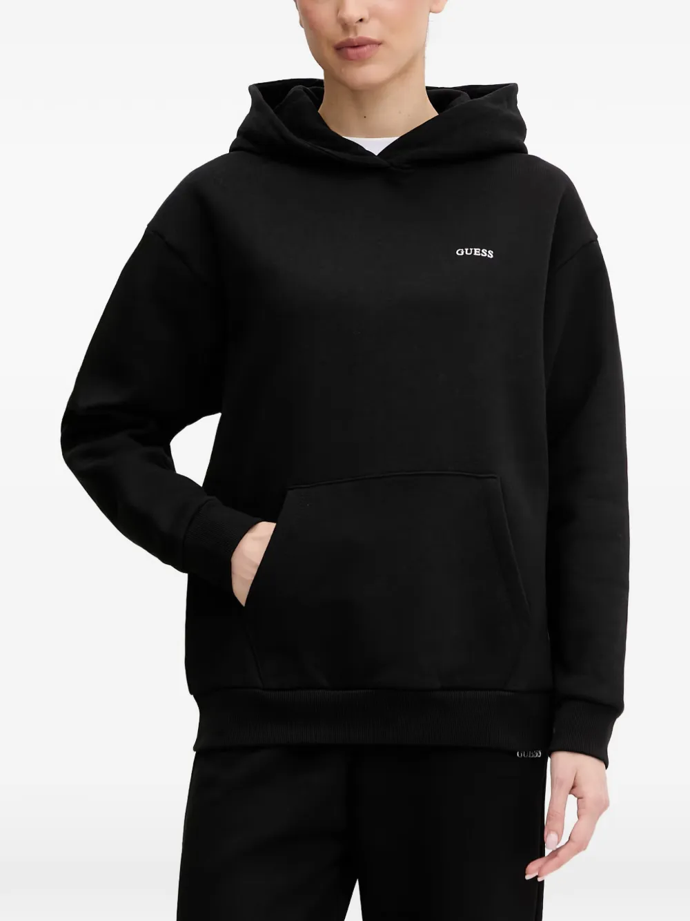 GUESS USA NAT logo-print pouch-pocket hoodie - Nero