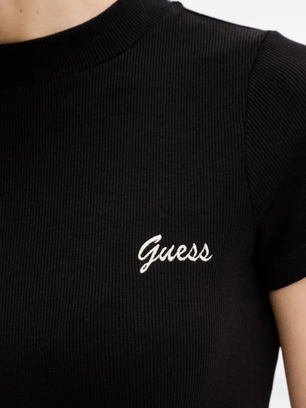 GUESS USA Lavinia ribgebreide mini-jurk met geborduurd logo Zwart