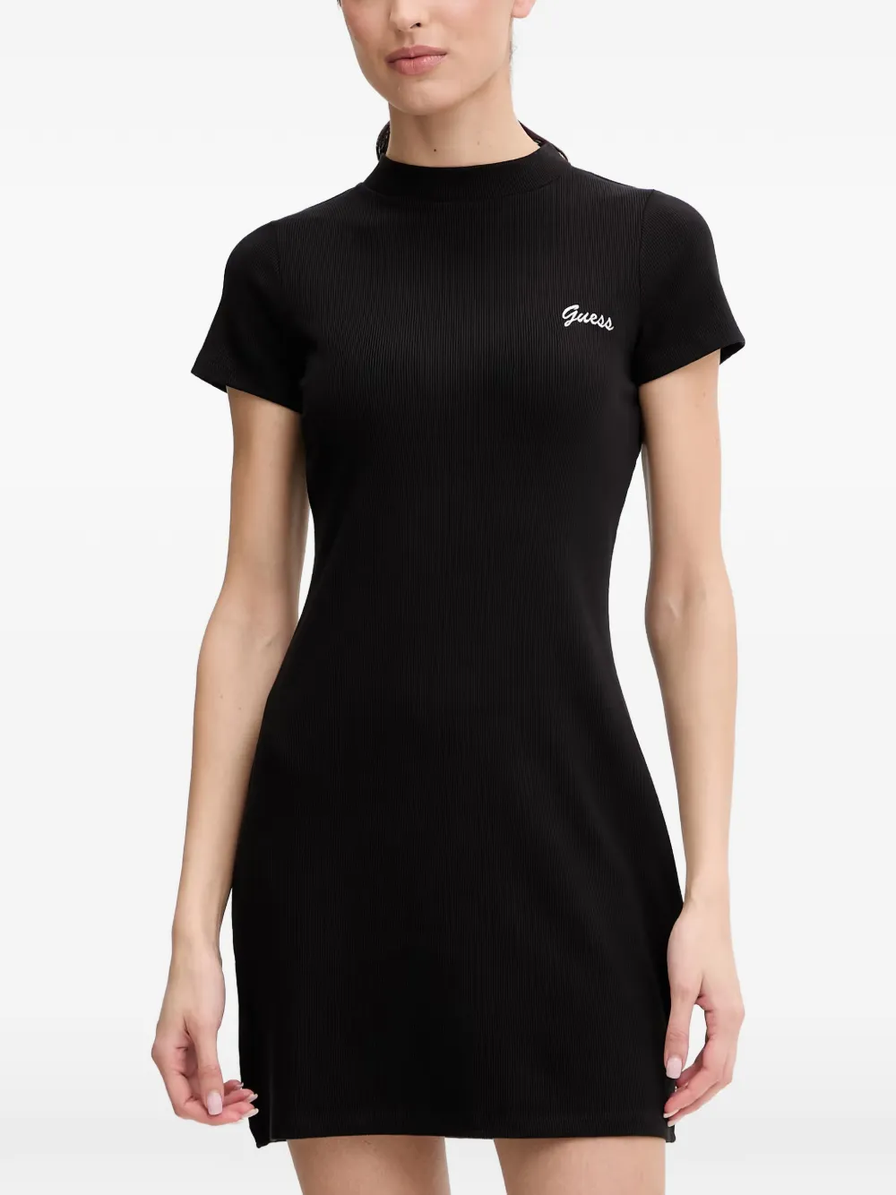 GUESS USA mini Lavinia logo-embroidered ribbed-knit dress - Nero