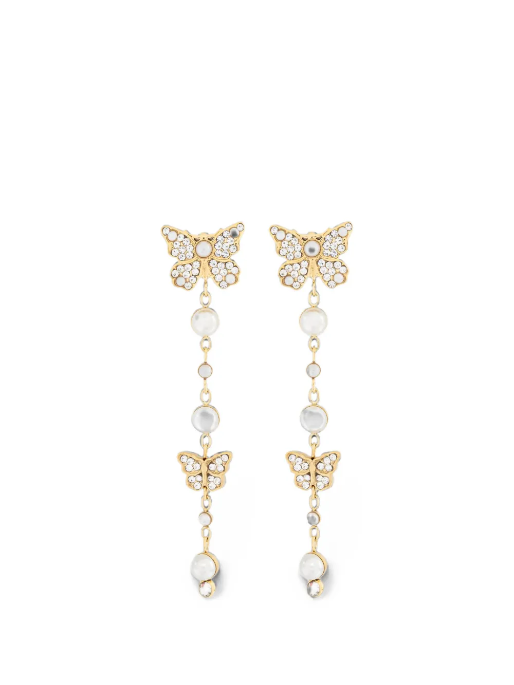 GUESS USA Borboleta butterfly-pendant faux-pearl earrings - Oro