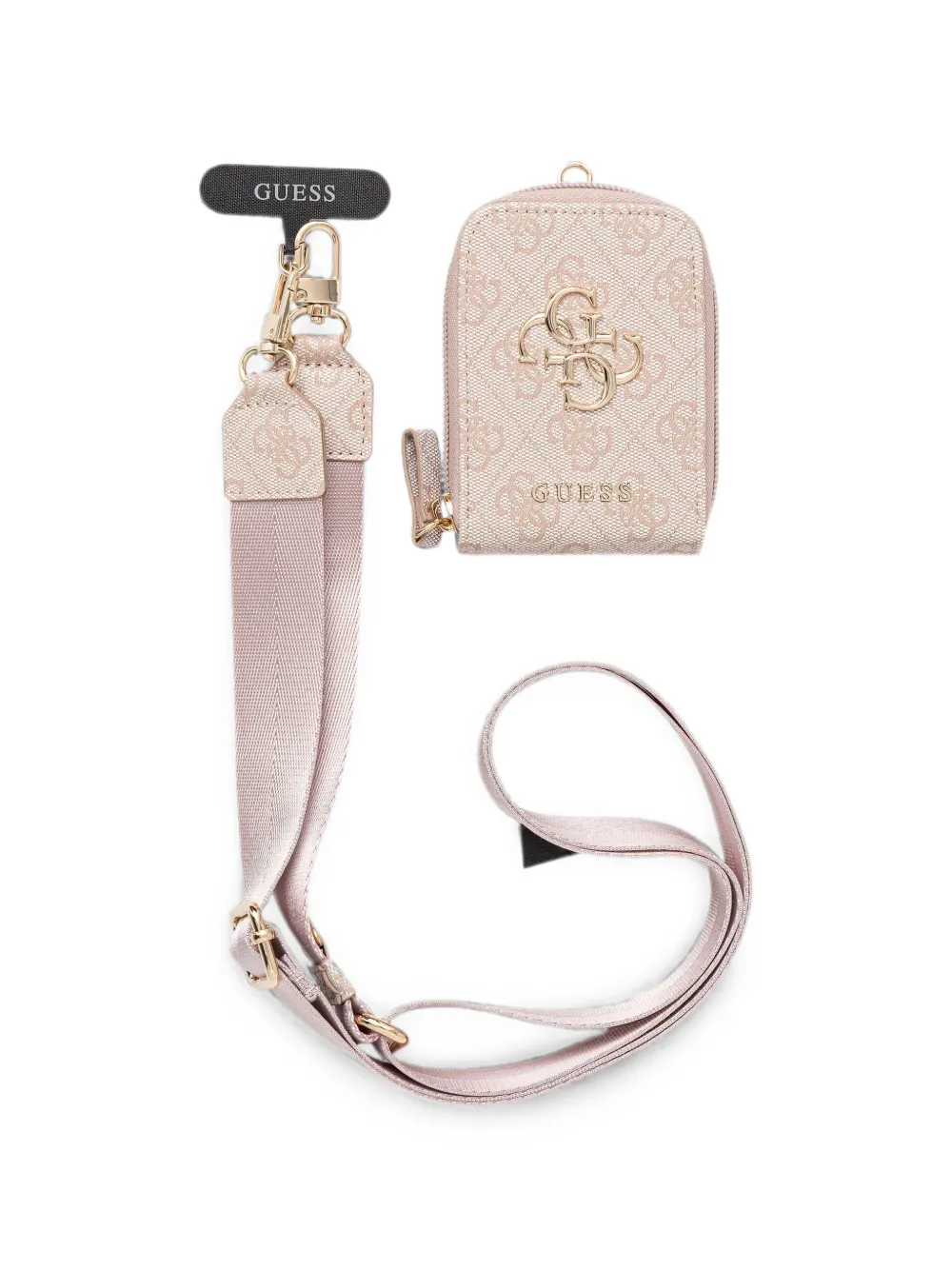 GUESS USA monogram-print zipped case strap - Rosa