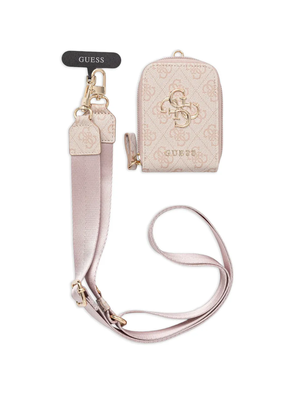 GUESS USA monogram-print zipped case strap - Rosa