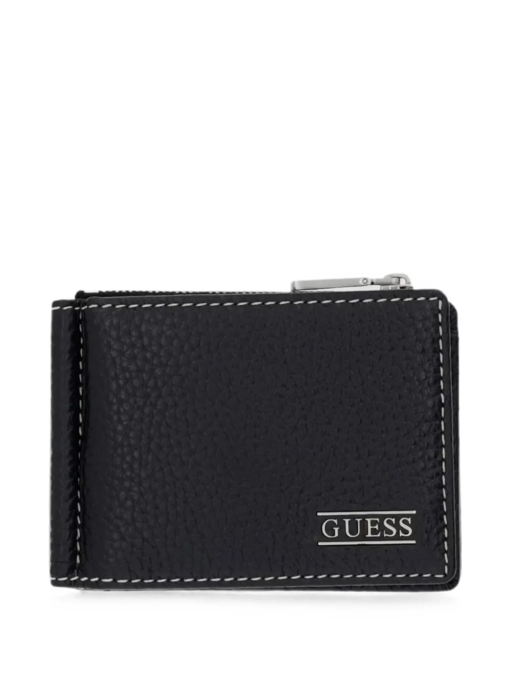 GUESS USA Boston logo-plaque pebbled-leather wallet - Nero
