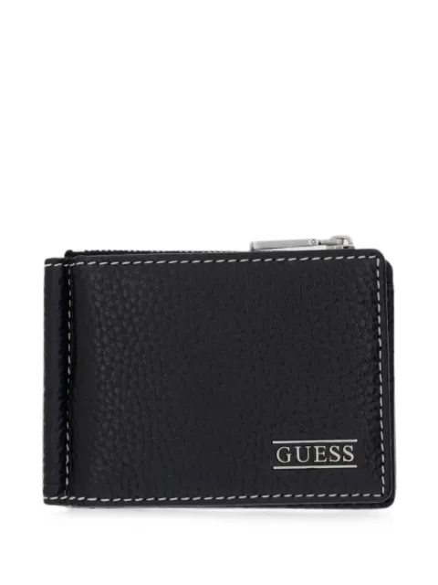 GUESS USA Boston logo-plaque pebbled-leather wallet