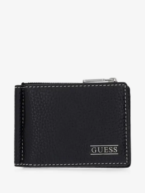 GUESS USA Boston logo-plaque pebbled-leather wallet