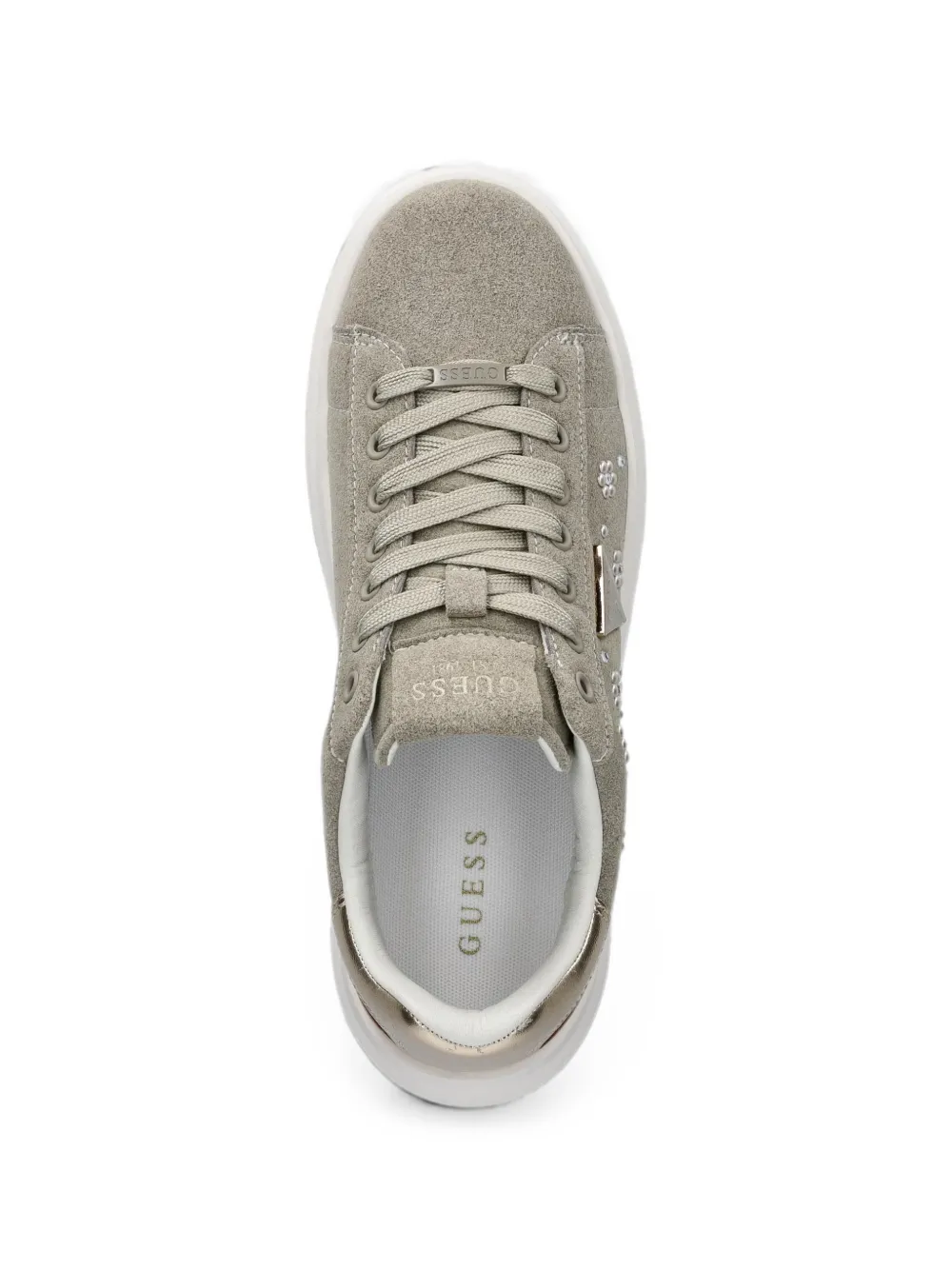 GUESS USA Elbina faux-pearl embellished sneakers Beige