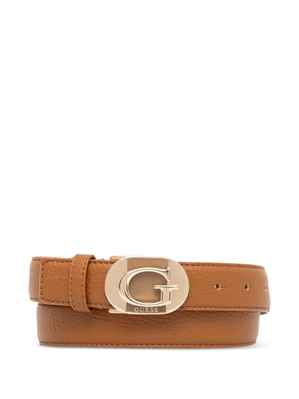 GUESS USA logo-plaque pebbled belt - Marrone