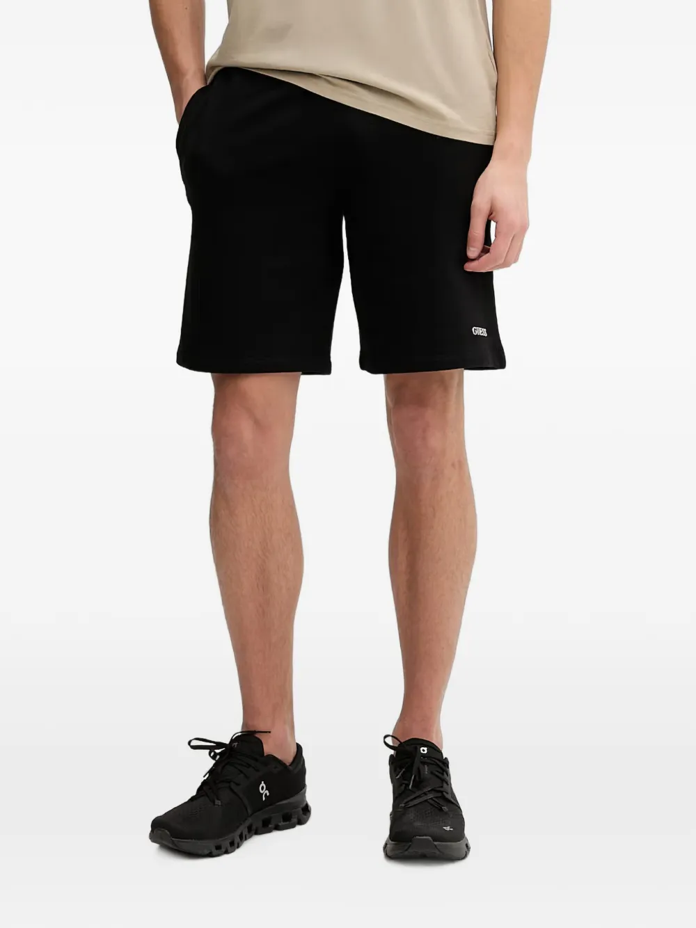 GUESS USA logo-plaque drawstring shorts - Nero