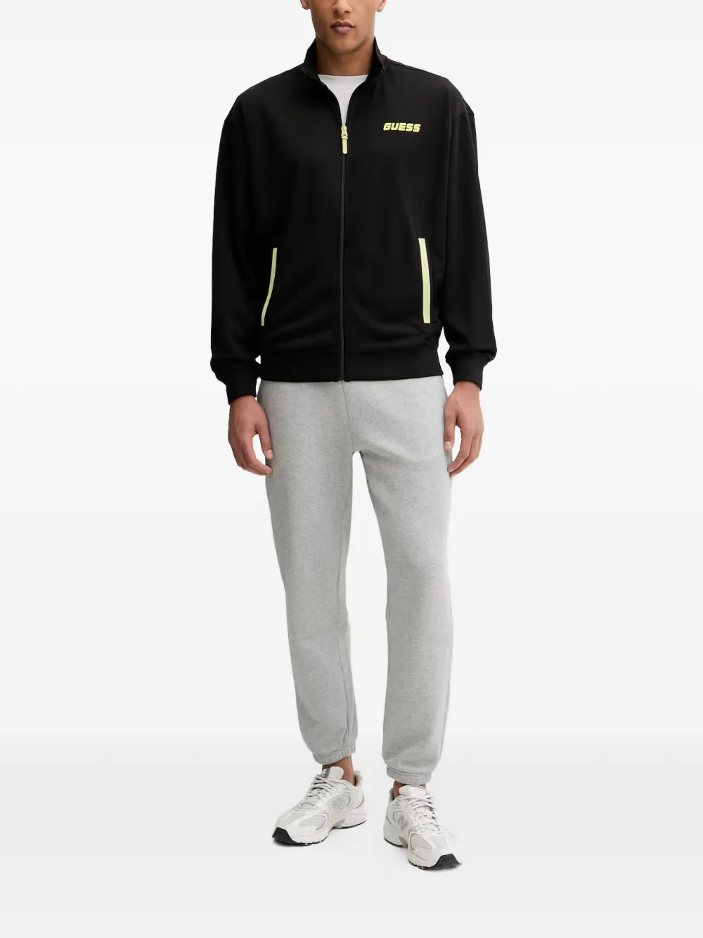 GUESS USA Trui met logo-print en rits Zwart