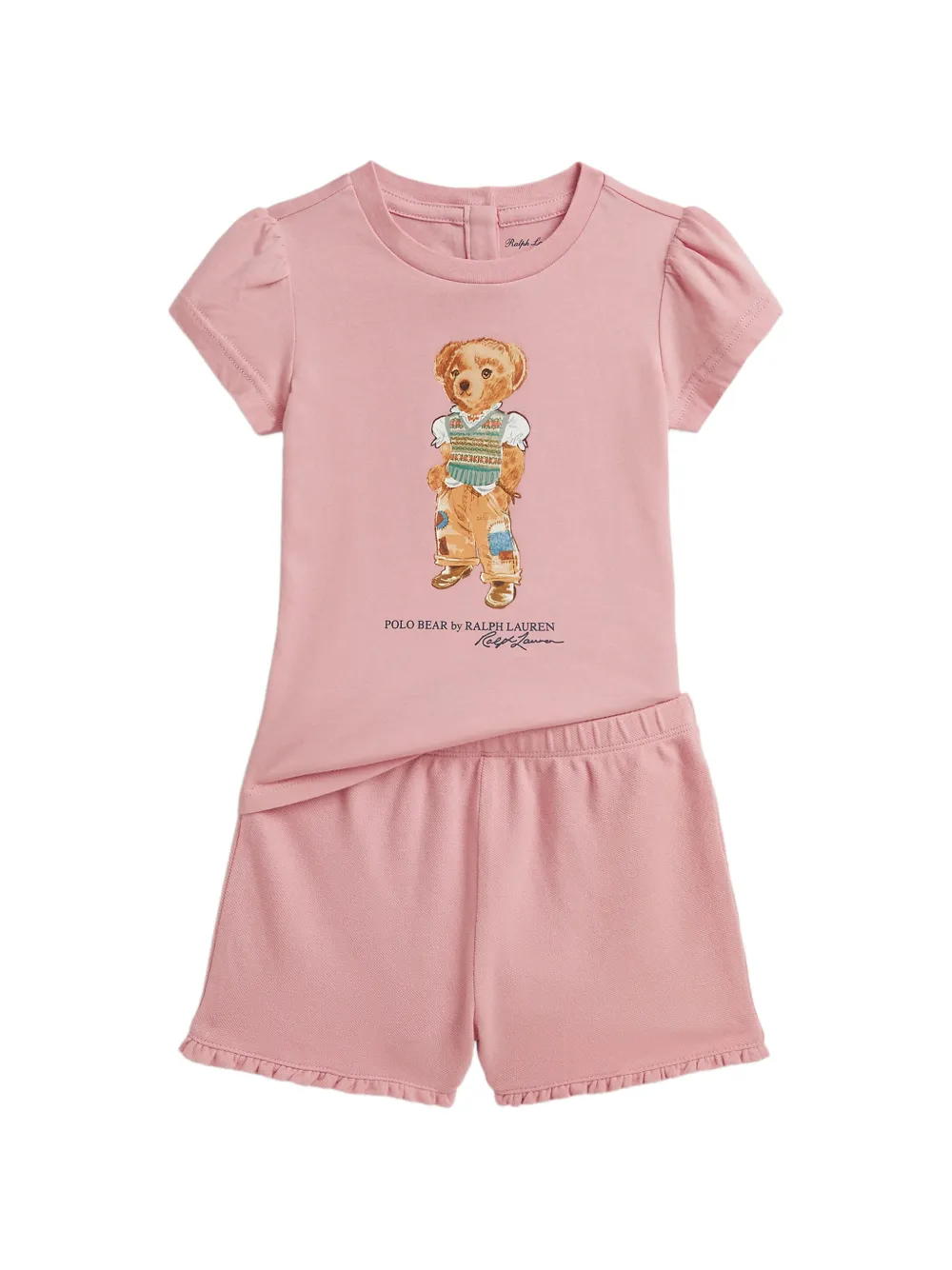 POLO RALPH LAUREN KIDS Polo Bear T-shirt and shorts set - Pink