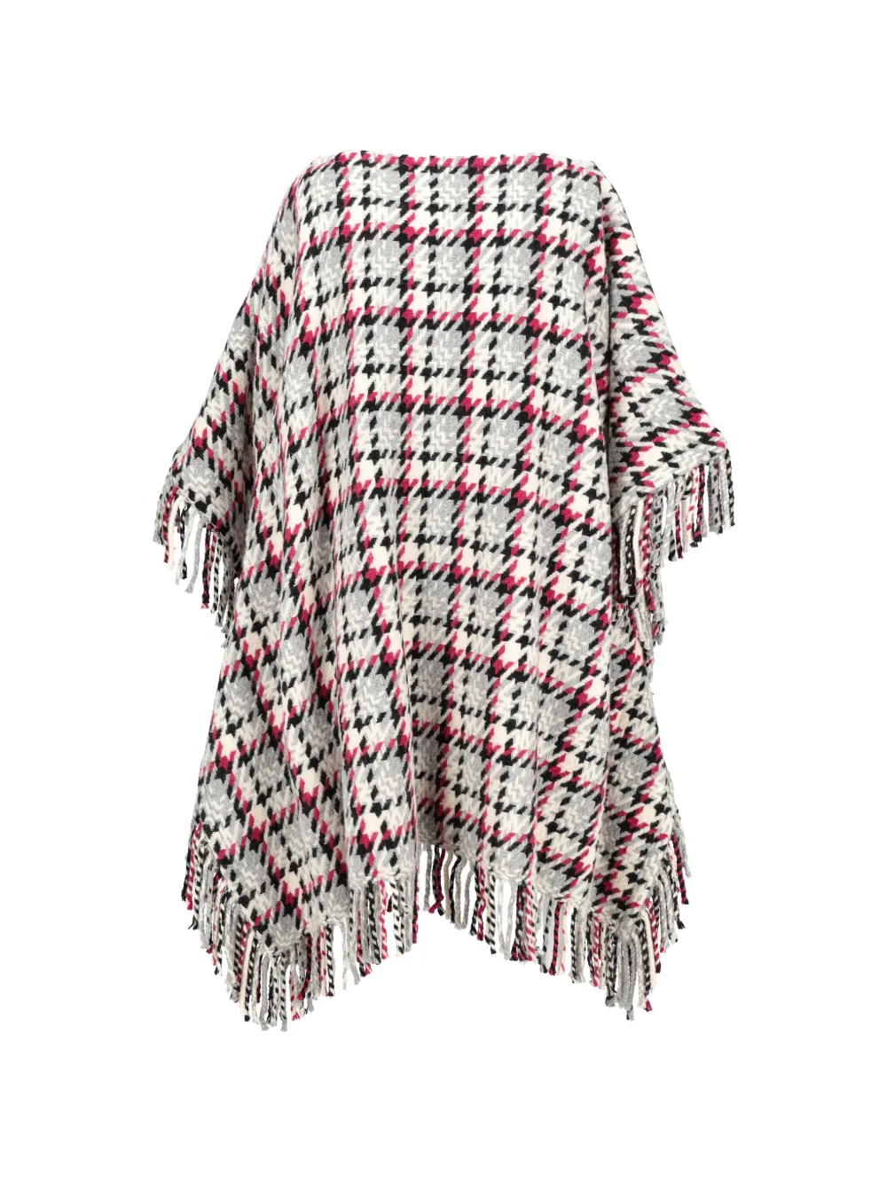 Ermanno Scervino Vintage poncho à carreaux et à franges - Gris