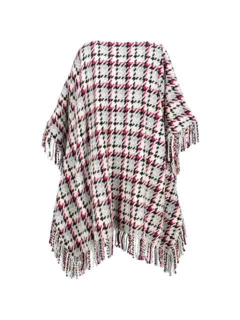 Ermanno Scervino Vintage poncho con motivo de cuadros y flecos