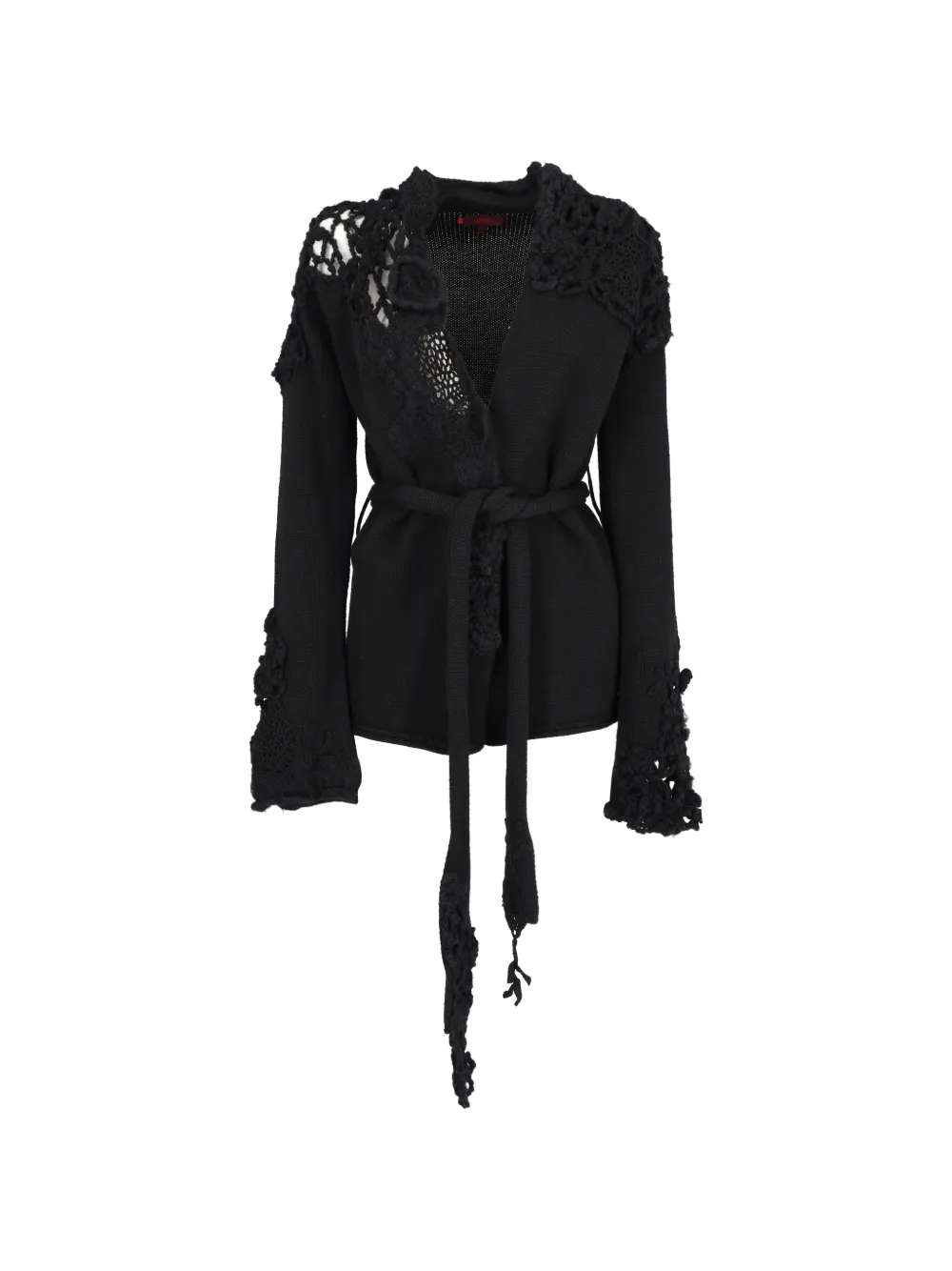 Kenzo Pre-Owned crochet-trim belted cardigan - Nero