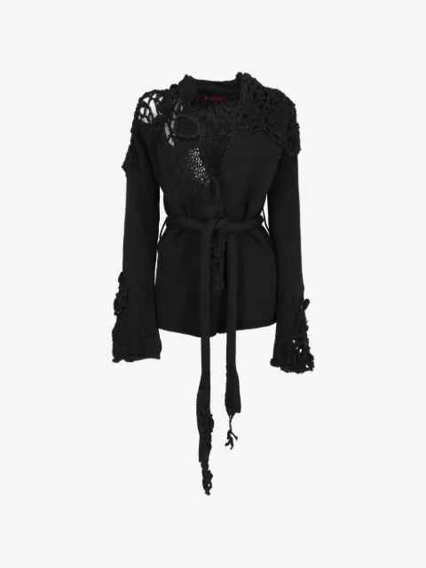Kenzo Pre-Owned crochet-trim belted cardigan