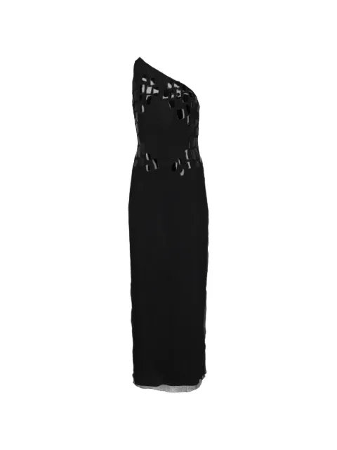 Mondrian one-shoulder appliqué dress