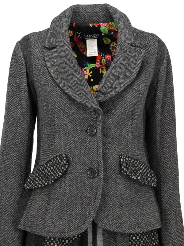 lady sonia grey dress Sonia Rykiel Pre-Owned Patchwork Herringbone Dress | Grey