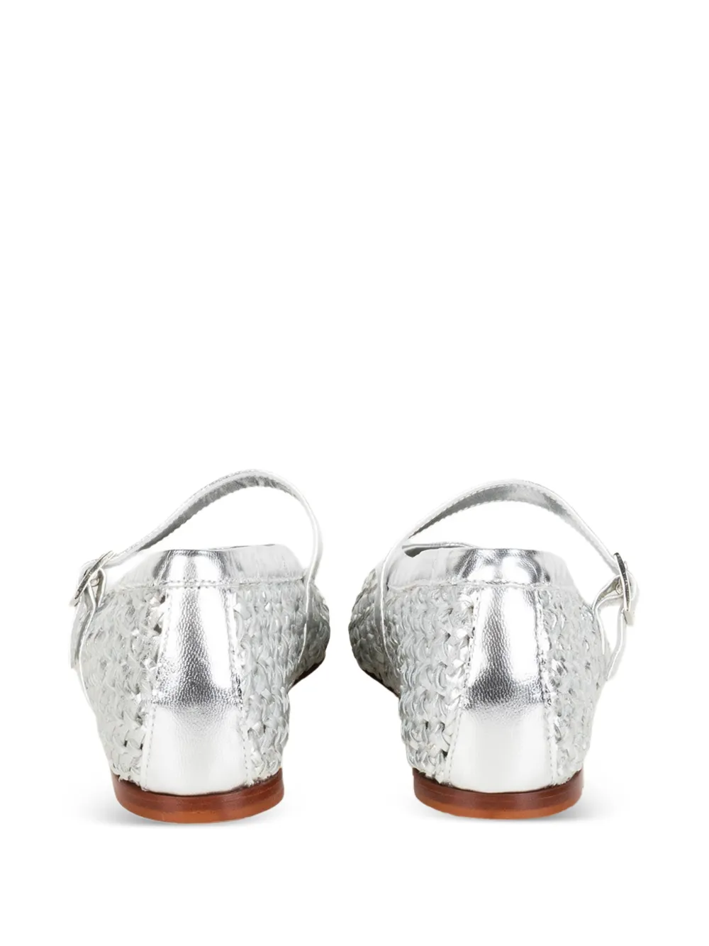 lorena paggi woven metallic-finish flat pumps Zilver