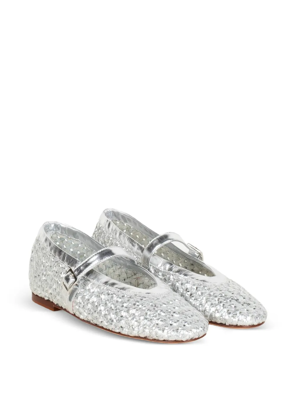 lorena paggi woven metallic-finish flat pumps Zilver
