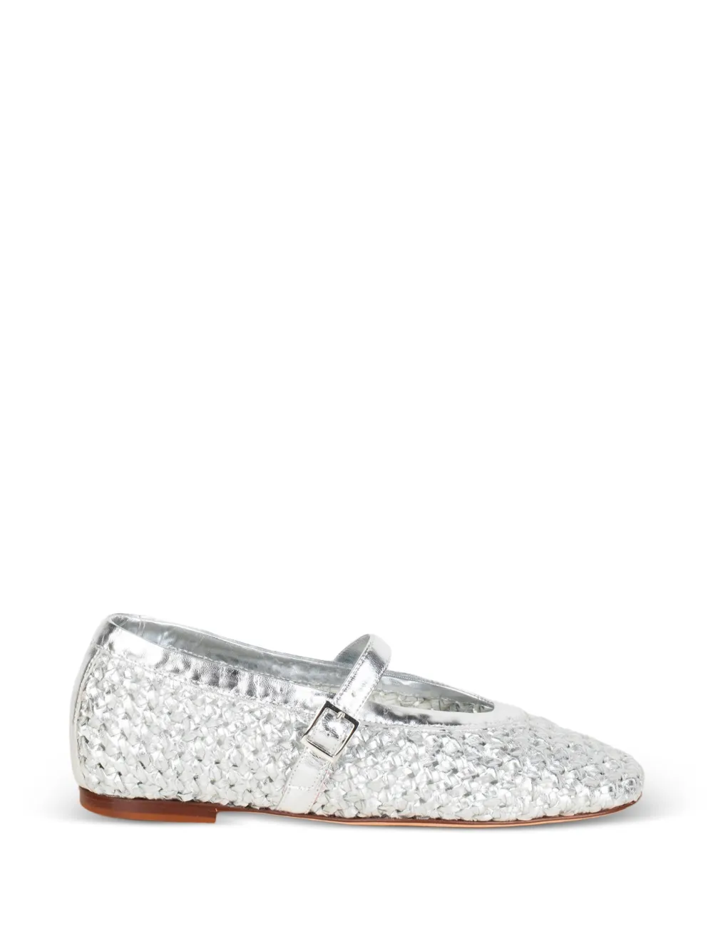 Lorena paggi woven metallic-finish flat pumps Zilver