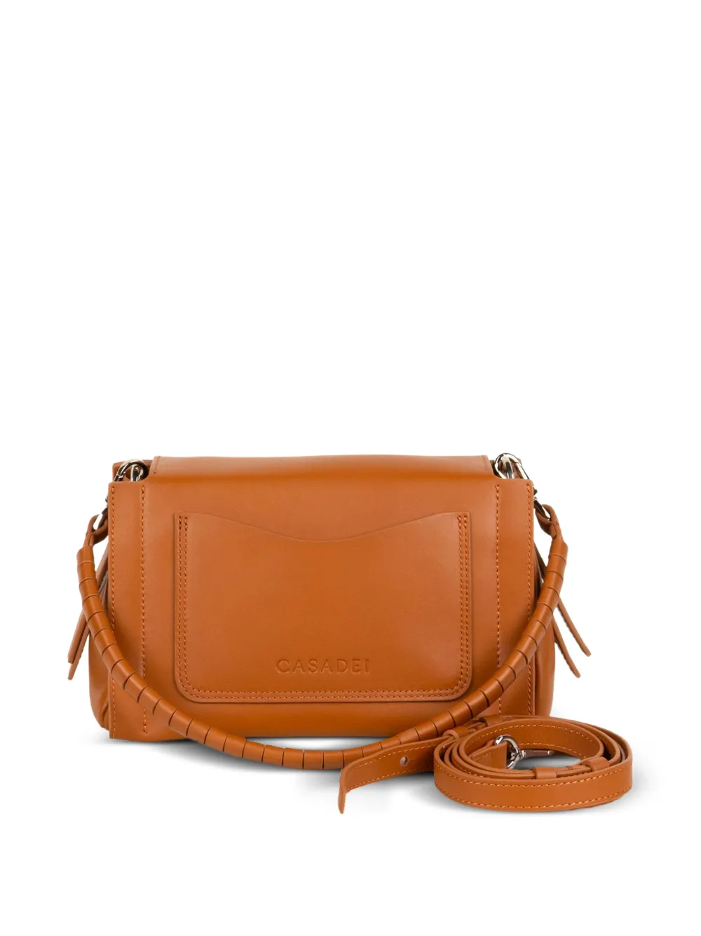 Casadei Brera clutch met geborduurd logo Bruin