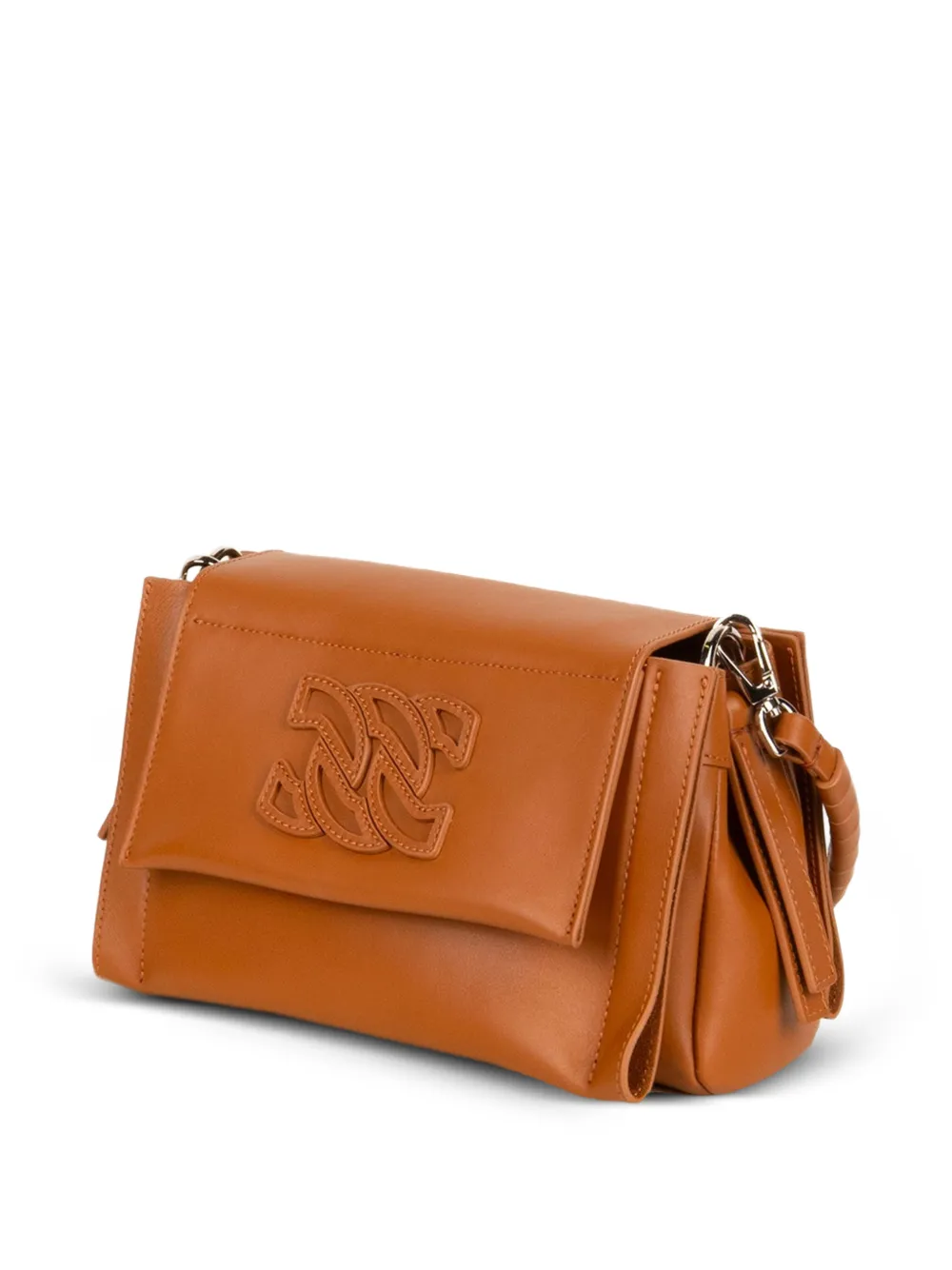Casadei Brera clutch met geborduurd logo Bruin
