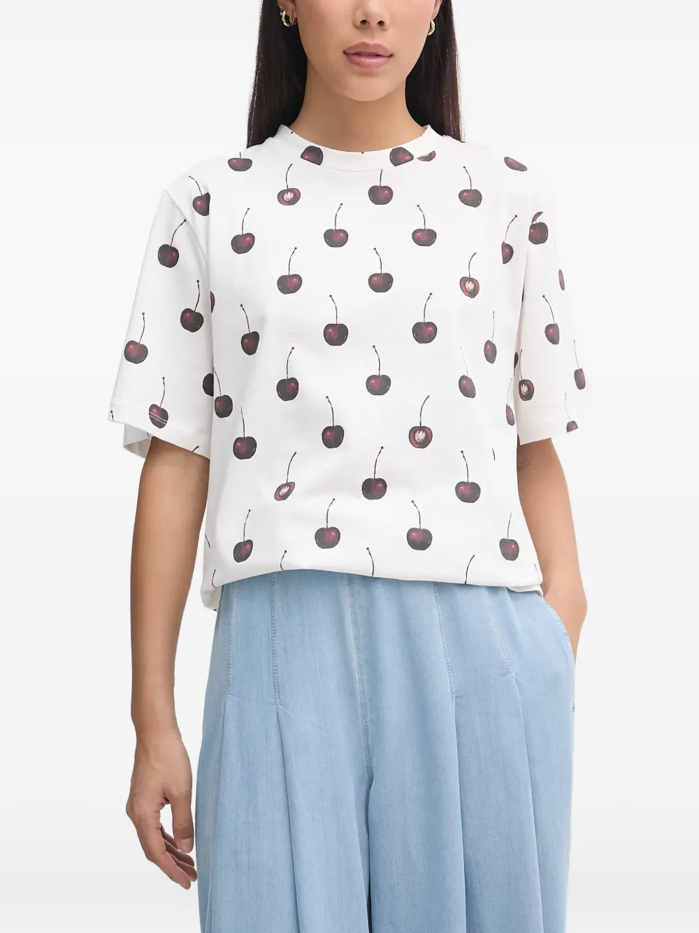 Stine Goya cherry-print T-shirt - Bianco