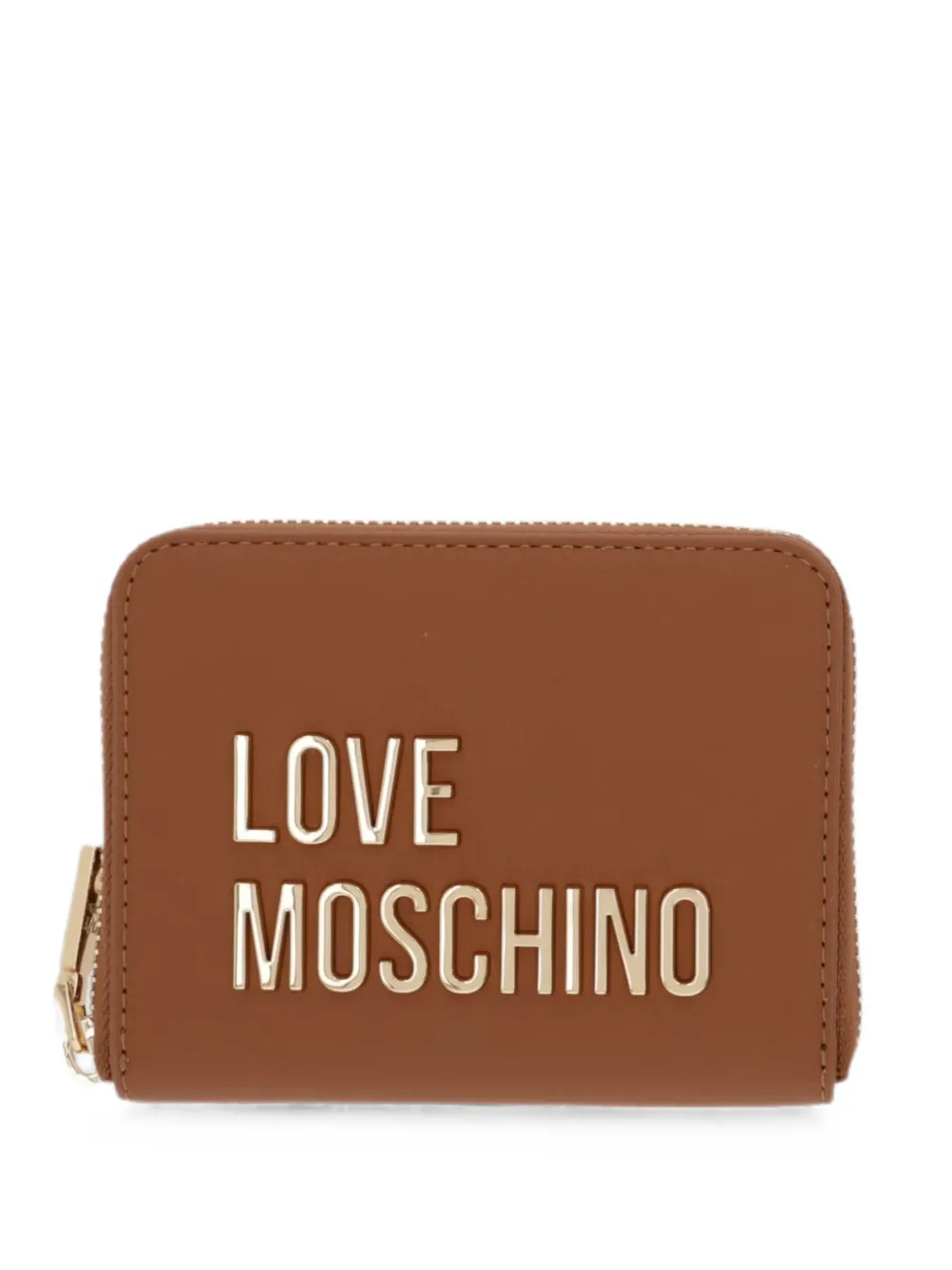 Love Moschino logo-plaque zip wallet - Marrone