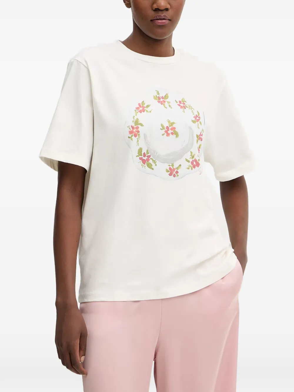 Stine Goya floral-print T-shirt - Bianco