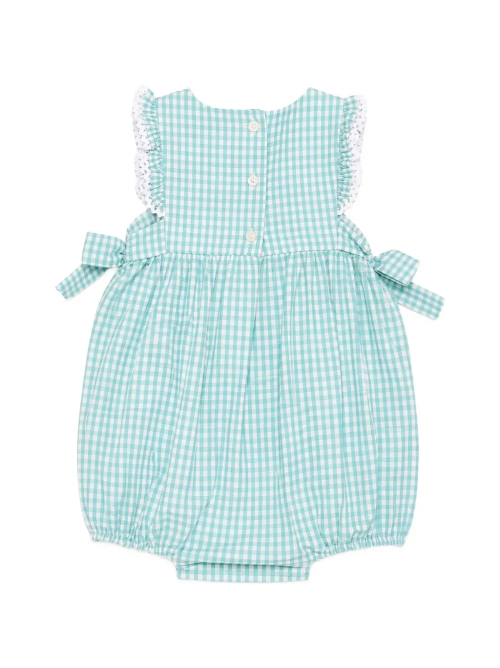 Mariella Ferrari Romper met gingham ruit en ruches Groen