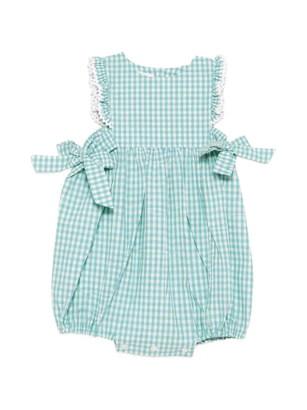 Mariella Ferrari gingham ruffled-trims rompers - Verde