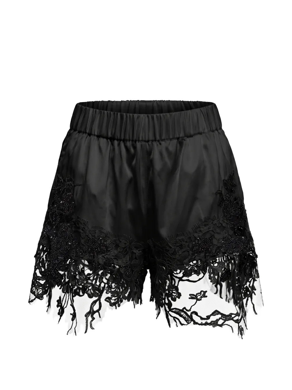 Almaz lace-trim mini shorts - Black