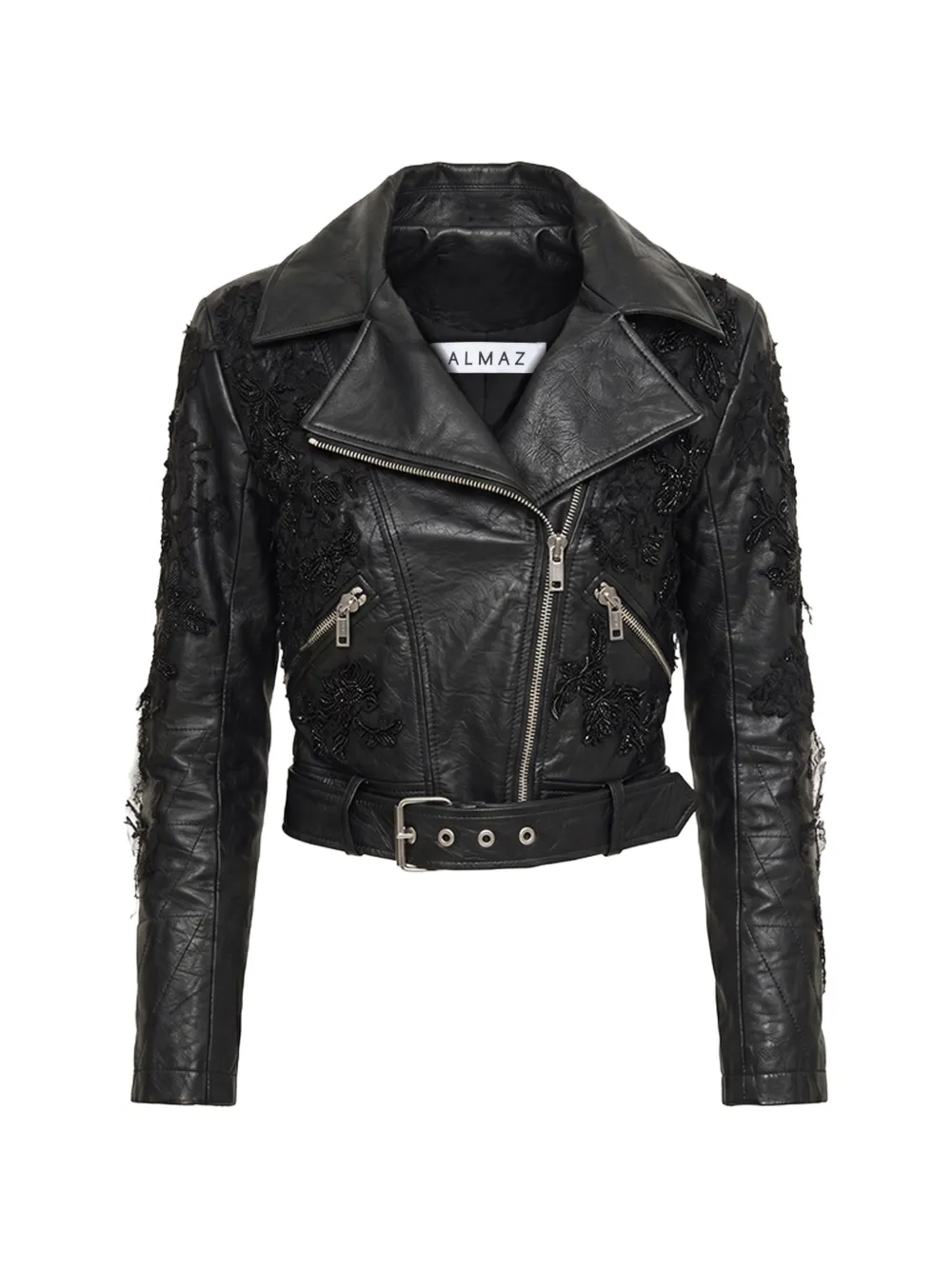 Almaz Mix embroided lace-panel jacket - Nero