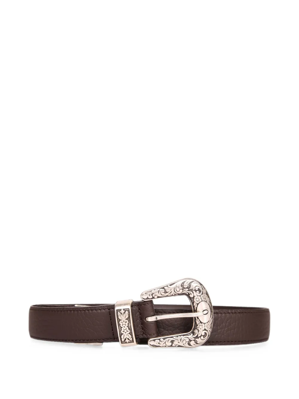 Orciani engraved-buckle leather belt - Marrone