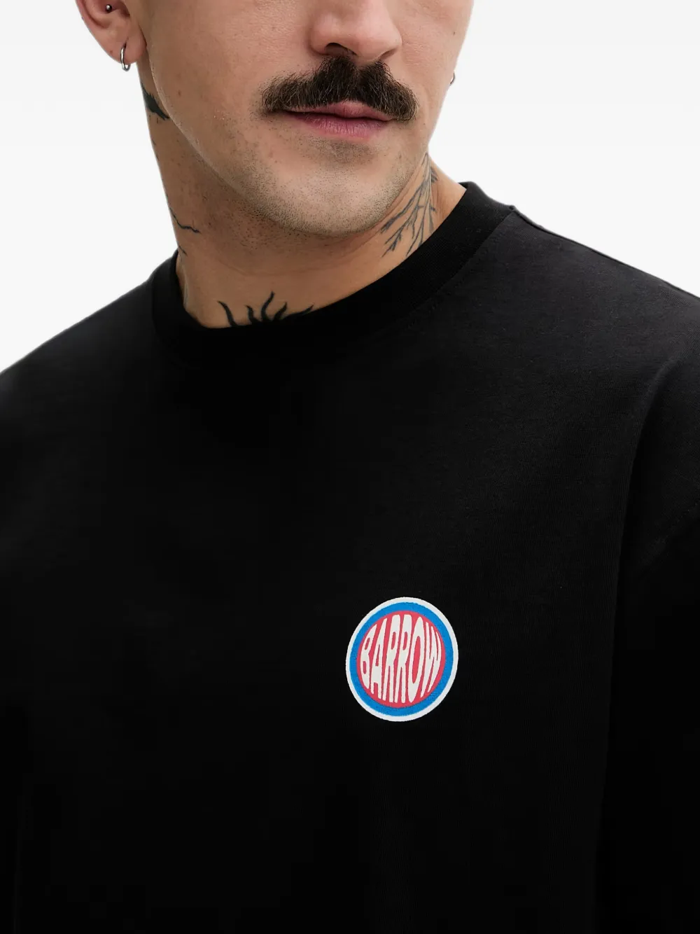 BARROW T-shirt met logo-patch en grafische print Zwart