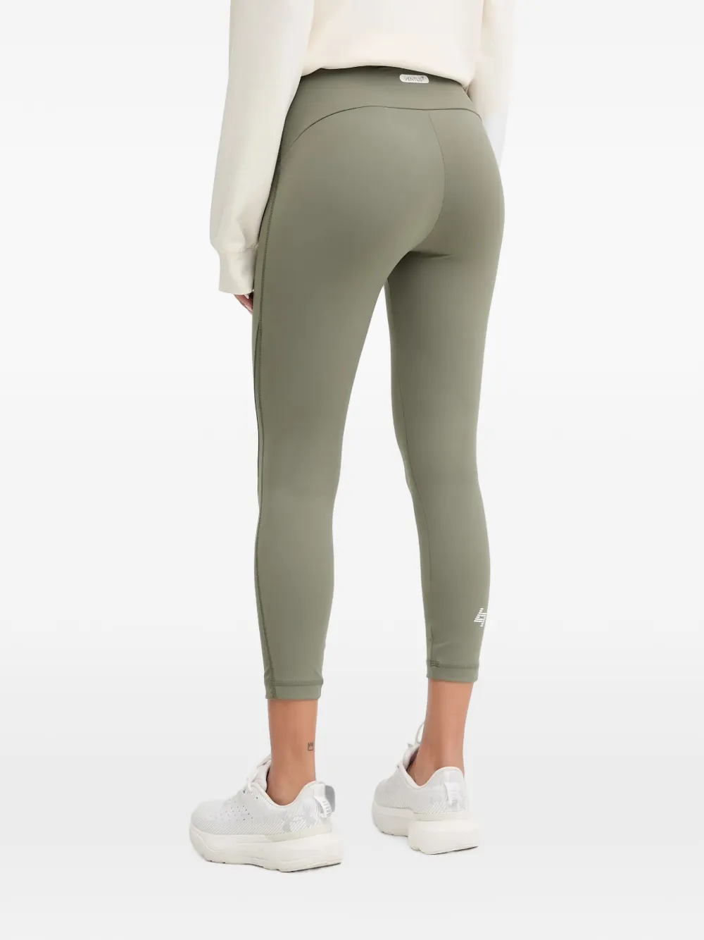 Ea7 Emporio Armani Legging met trekkoordtaille en logo-print Groen