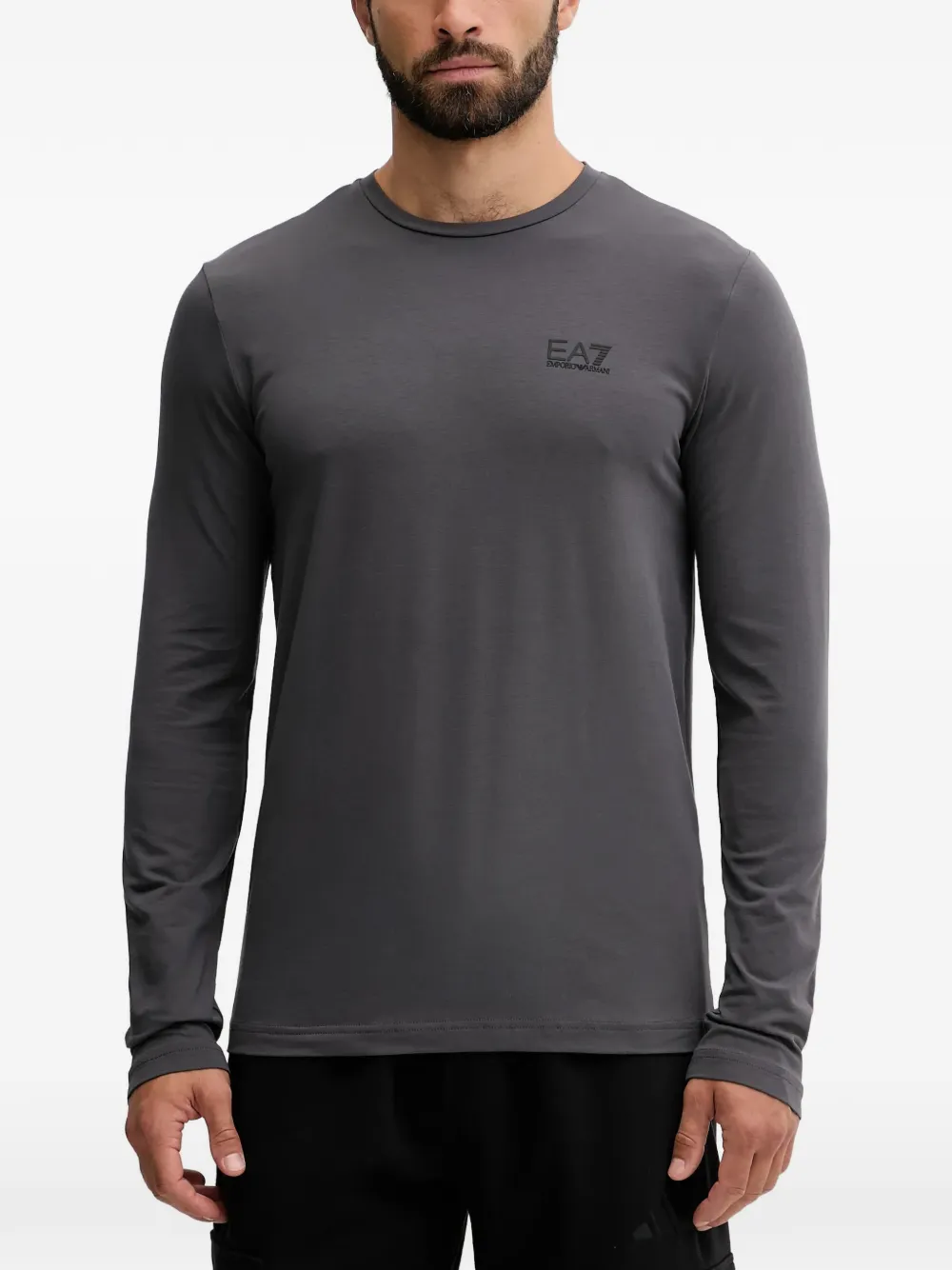 Ea7 Emporio Armani T-shirt a maniche lunghe con logo - Grigio