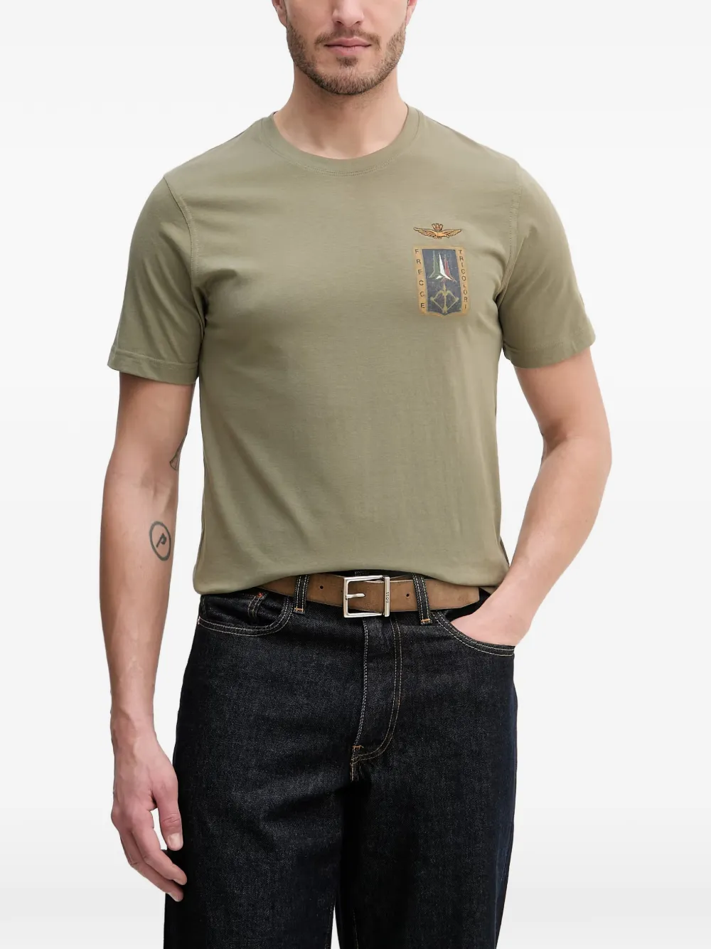 Aeronautica Militare logo-patch crew-neck T-shirt - Verde